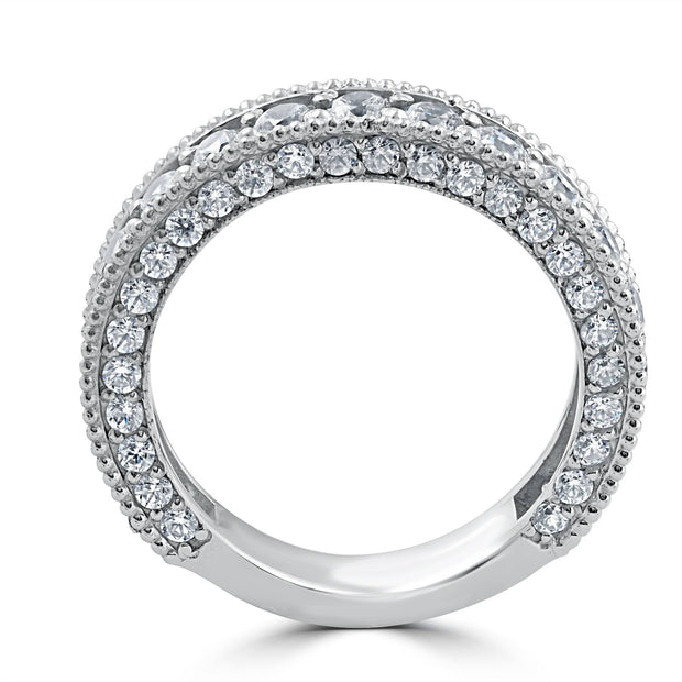 2 1/8 Carat Vintage Diamond Wedding Ring 14K White Gold Womens Antique Band