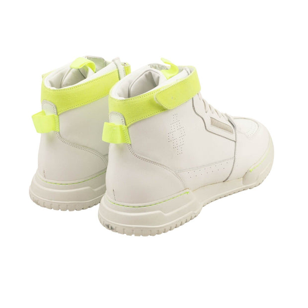 MARCELO BURLON White Nis High Fluorescent Yellow Sneakers
