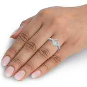 1/3ct Diamond Engagement Semi Mount Halo 14K White Gold Ring
