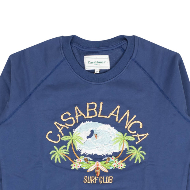 CASABLANCA Navy Surf Club Embroidered Crewneck Sweatshirt
