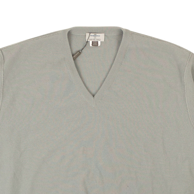 DAVIDE CENCI Grey Damaged 100% Wool V-Neck Sweater