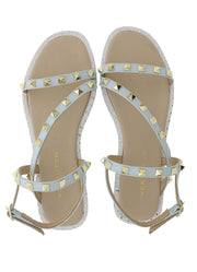 Ventutto Blue Riveted Embellished Strappy Sandals-