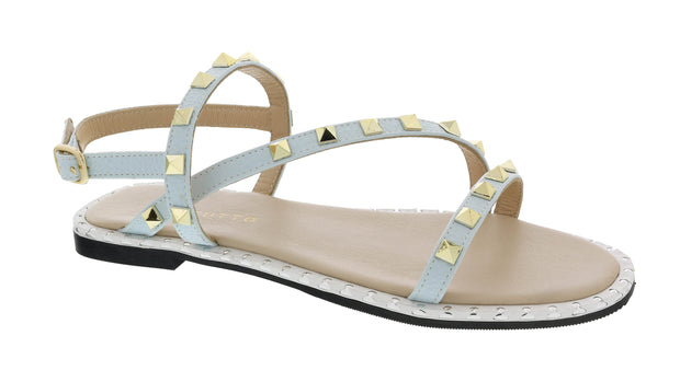 Ventutto Blue Riveted Embellished Strappy Sandals-