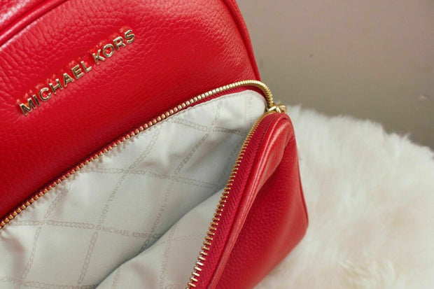 Michael Kors Abbey Backpack Leather Bag In Red /gold