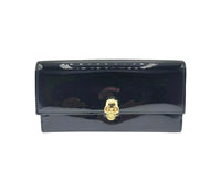 Alexander McQueen Women's Black Patent Leather Continental Wallet 275330 DP00G 10001