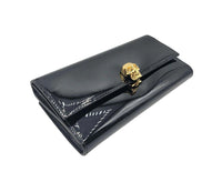 Alexander McQueen Women's Black Patent Leather Continental Wallet 275330 DP00G 10002