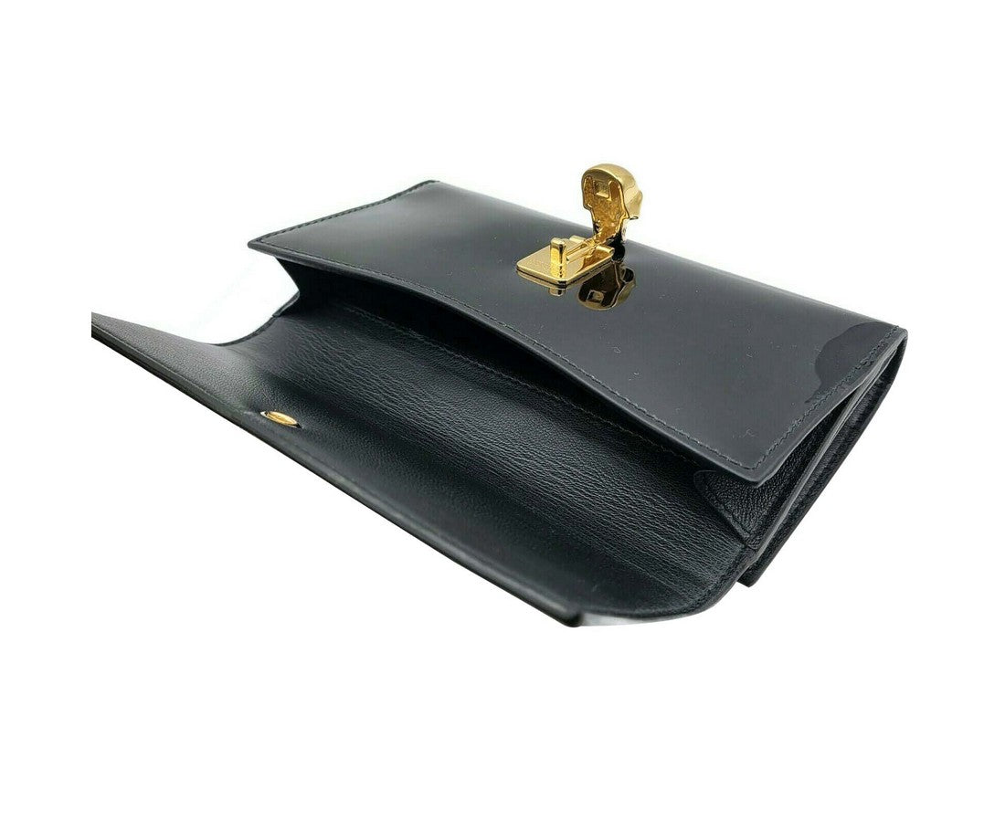 Alexander McQueen Women's Black Patent Leather Continental Wallet 275330 DP00G 10004