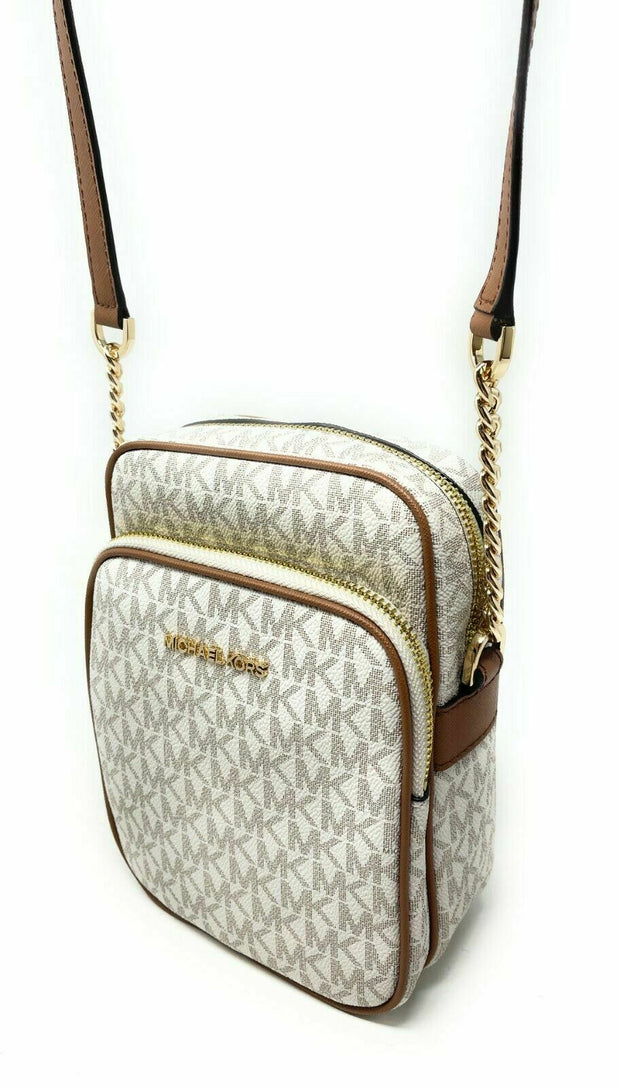 Michael Kors Jet Set Travel MK Logo PVC Leather Medium Flight Crossbody Bag