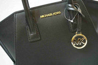 Michael Kors Avril Small Top Zip Black Pebbled Leather Satchel Crossbody Bag22