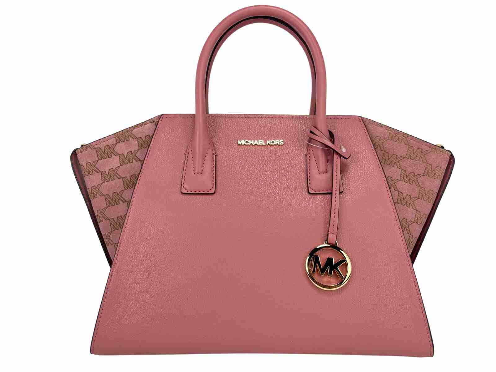 Michael Kors Avril Small Top Zip Black Pebbled Leather Satchel Crossbody Bag1
