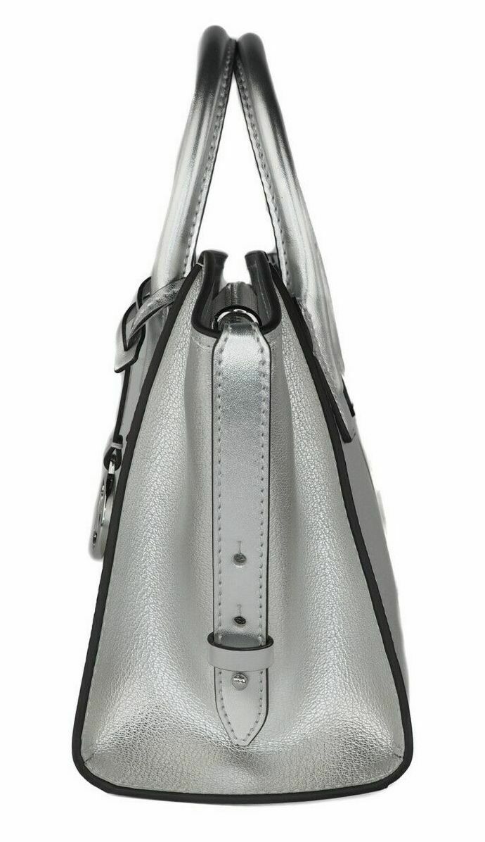 Michael Kors Avril Small Top Zip Black Pebbled Leather Satchel Crossbody Bag30
