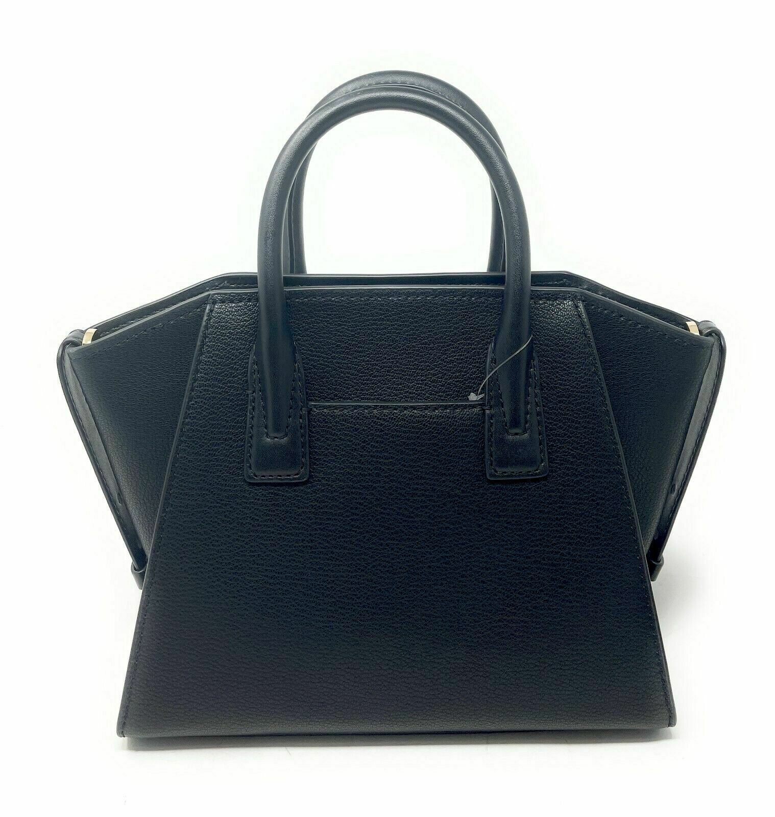 Michael Kors Avril Small Top Zip Black Pebbled Leather Satchel Crossbody Bag19