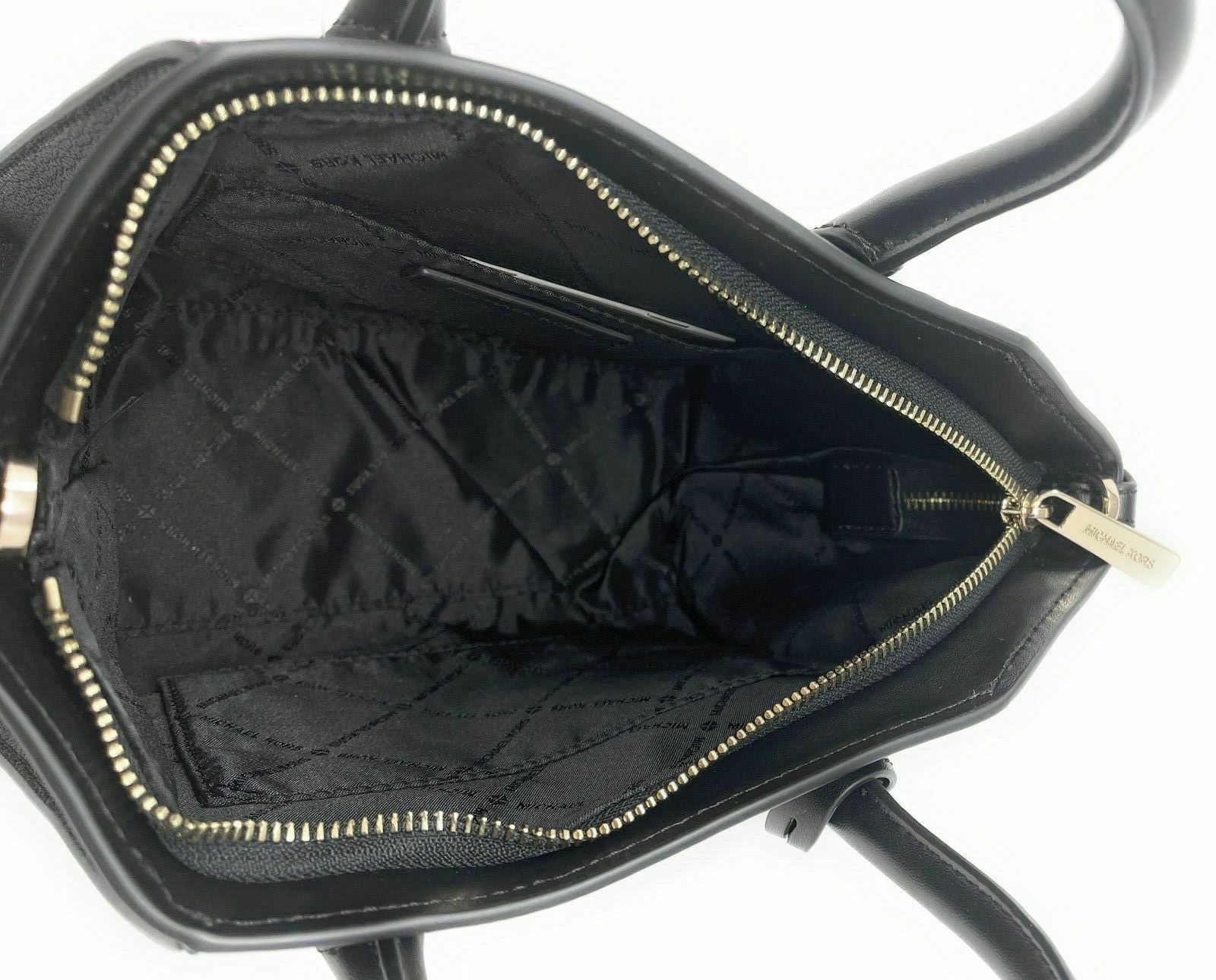 Michael Kors Avril Small Top Zip Black Pebbled Leather Satchel Crossbody Bag23