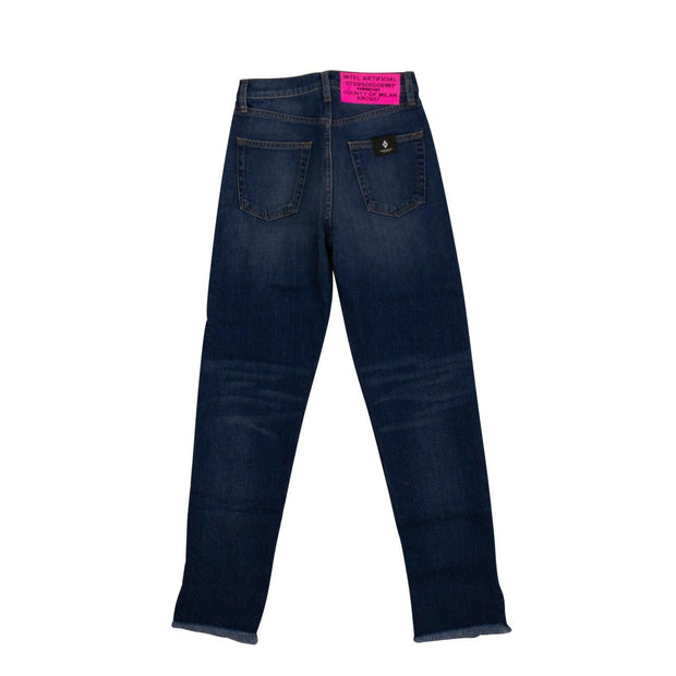 MARCELO BURLON Blue Denim Vintage Two-Tone Slim Jeans