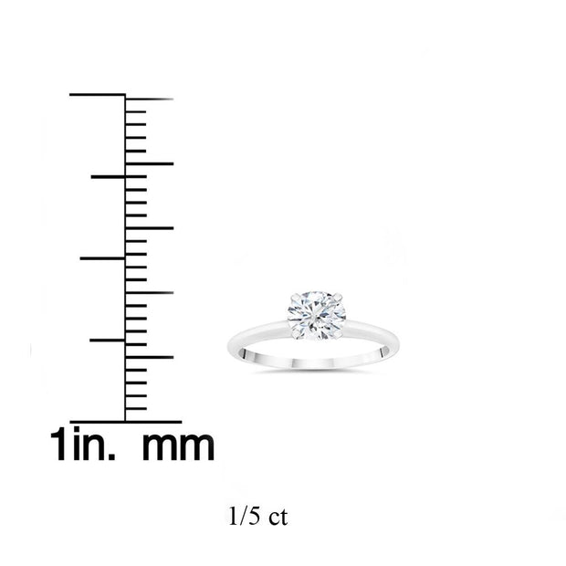 VS 1/5ct Lab Created 100% Diamond Solitaire Engagement Ring 14K White Gold