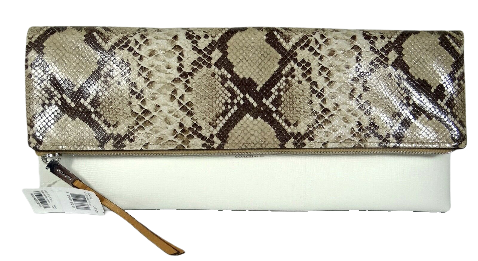 Coach The Large Clutchable in Python Print Leather Bag White Multi