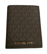 Michael Kors Jet Set Travel Mk Signature Brown Card Case Wallet In
