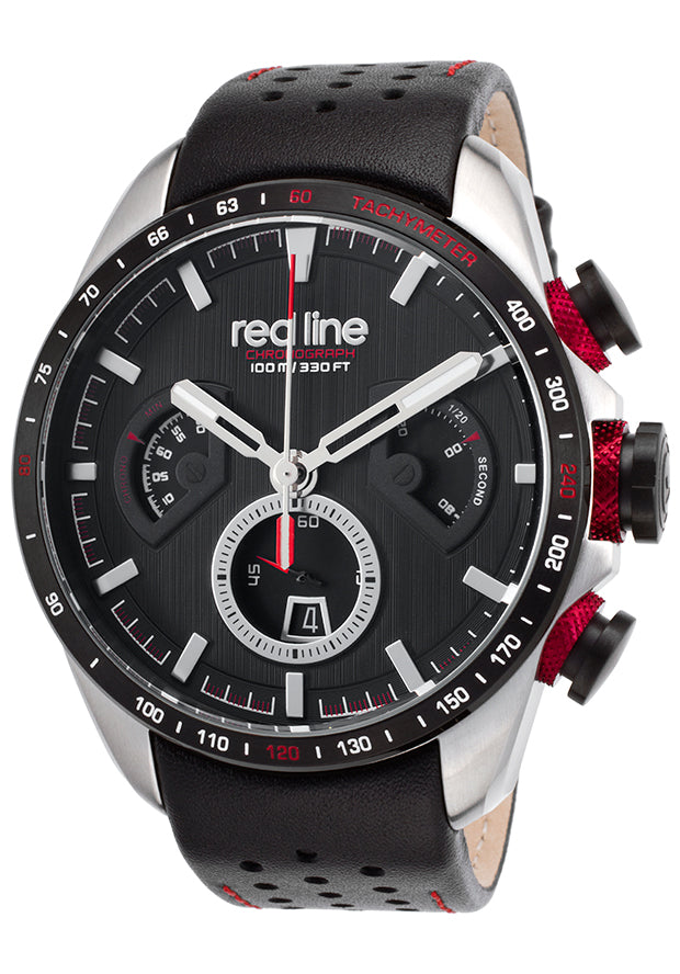 Red Line Men's RL-302C-01 Kickdown 48mm Black Dial Leather Watch