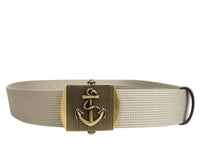 Gucci Men's Military Beige Fabric Belt Anchor Brass Buckle 375191 15236