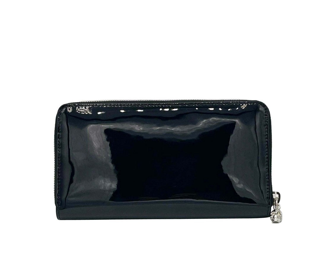 Alexander McQueen Women's Dark Navy Patent Leather Zip Around Wallet 375282 DP00I 49101