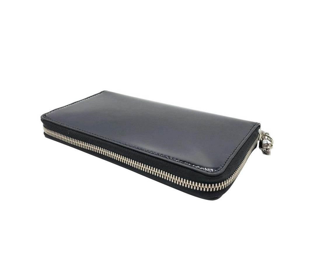 Alexander McQueen Women's Dark Navy Patent Leather Zip Around Wallet 375282 DP00I 49102