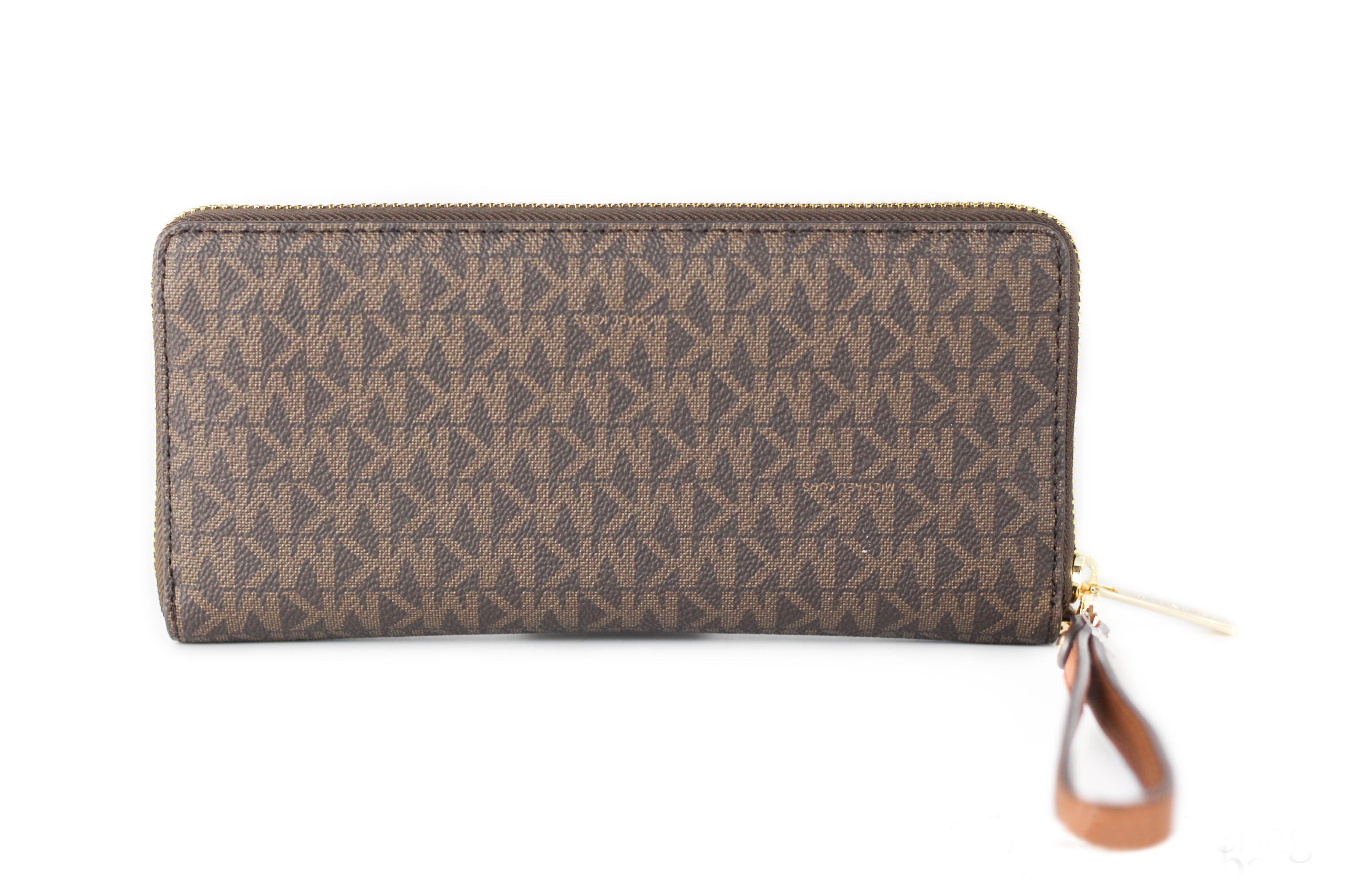 Michael Kors Jet Set Large Continental Travel Clutch Wristlet Wallet [Brown Women's Signature]