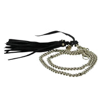 Gucci Women's Chain Tassel Gold / Black Leather Belt 388992 806113