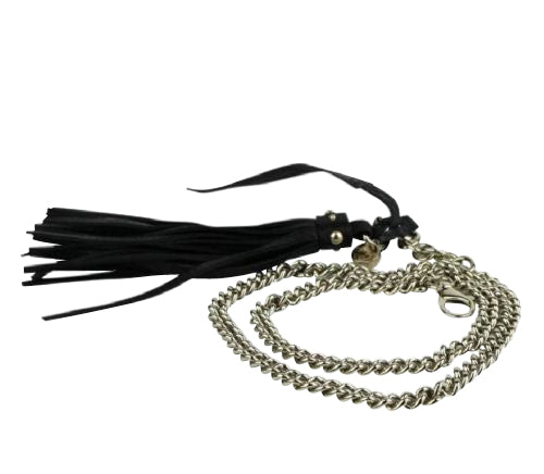 Gucci Women's Chain Tassel Gold / Black Leather Belt 388992 806113