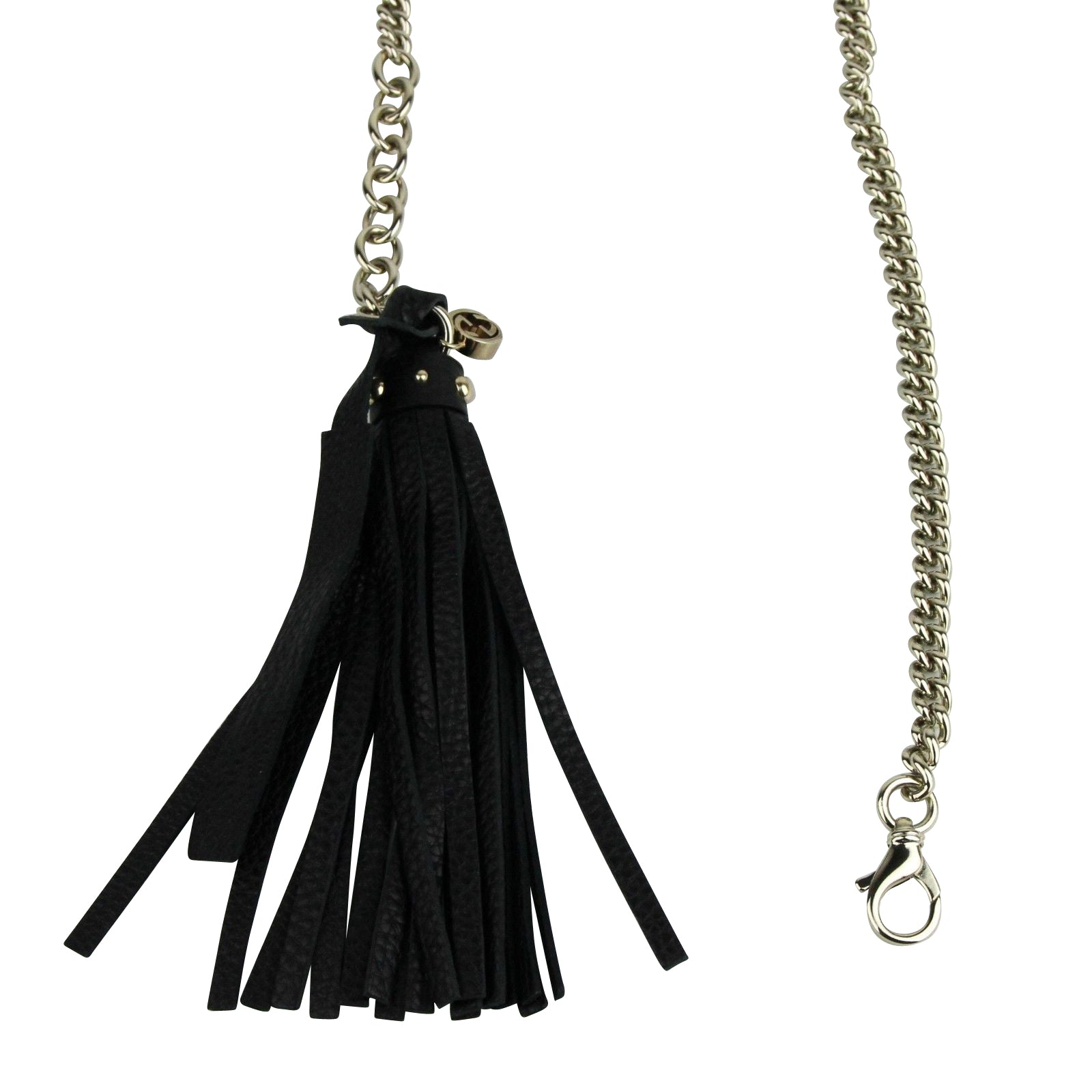 Gucci Women's Chain Tassel Gold / Black Leather Belt 388992 806114