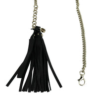 Gucci Women's Chain Tassel Gold / Black Leather Belt 388992 806114