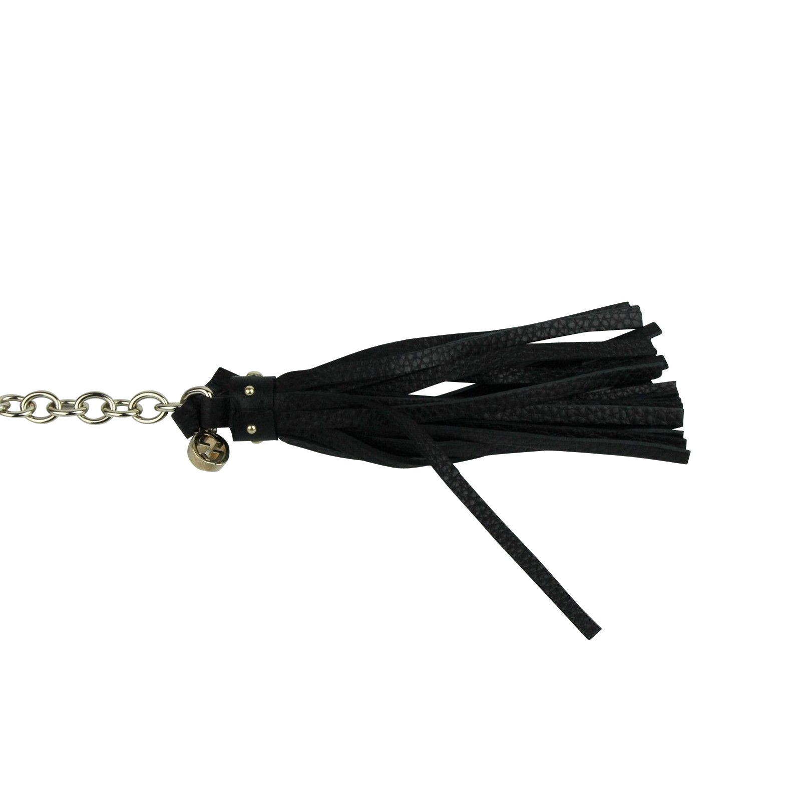Gucci Women's Chain Tassel Gold / Black Leather Belt 388992 806115