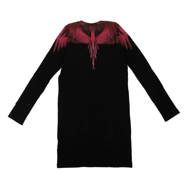 MARCELO BURLON Black Cotton Pink Wings Mini Dress