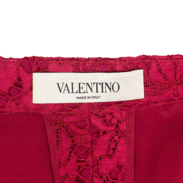 VALENTINO Fuchsia Floral Embroidered Lace Shorts
