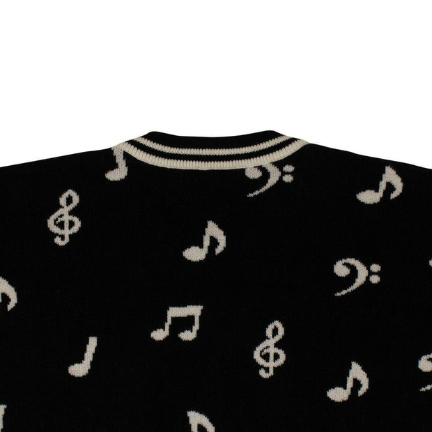 JUST DON Black 'Piano Note' Short Sleeves Crew Tee Sweater
