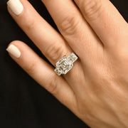 G/VS 3.75Ct Asscher Cut Moissanite 3-Stone Engagement Ring 14k White Gold
