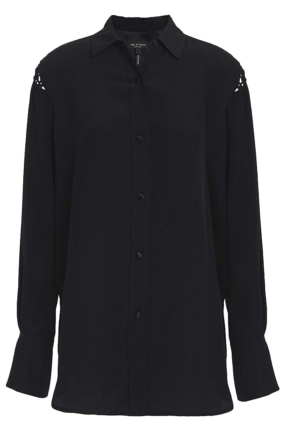 Rag & Bone Hana Silk Blouse, Black XXS Black