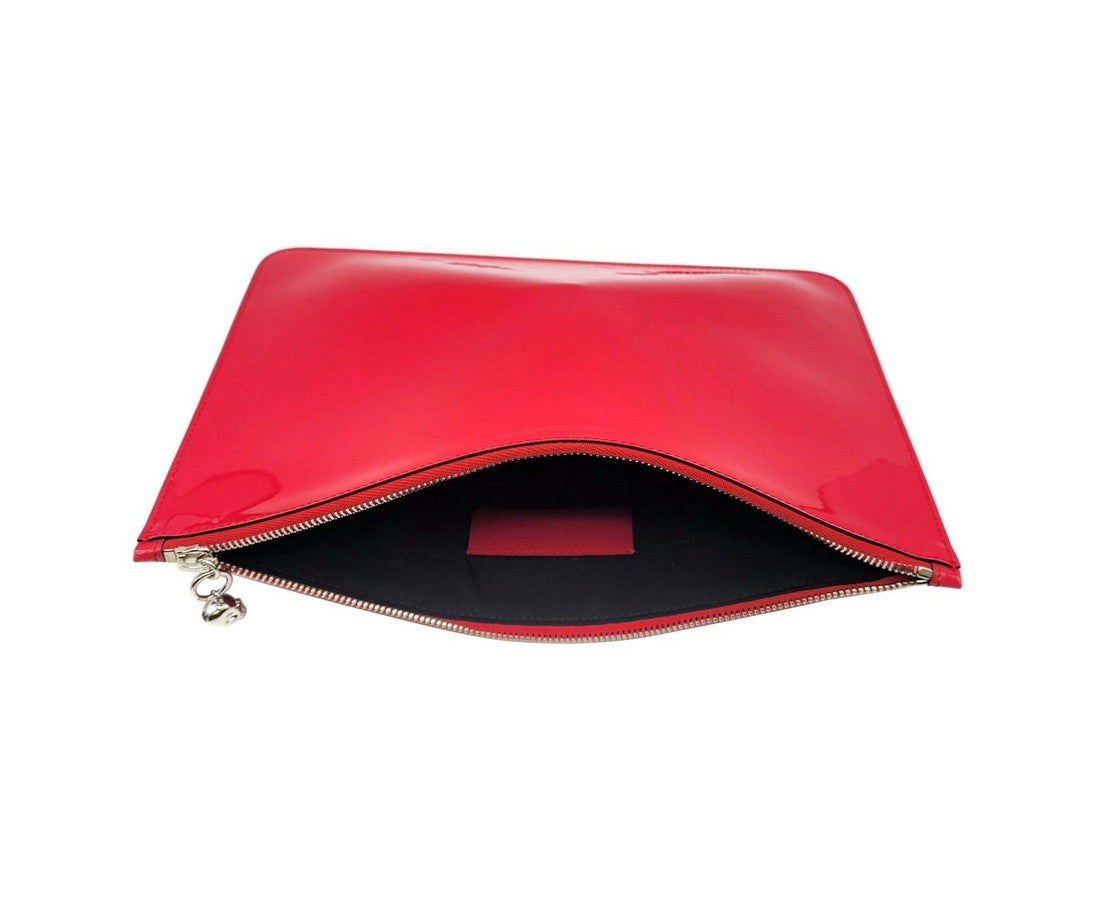 Alexander McQueen Women's Hot Pink Patent Leather Skull Large Pouch 420860 DP00I 5635