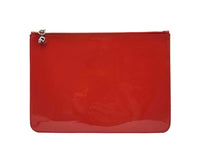Alexander McQueen Women's Red Charm Patent Leather Silver Skull Large Pouch 420860 62261