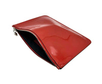 Alexander McQueen Women's Red Charm Patent Leather Silver Skull Large Pouch 420860 62264