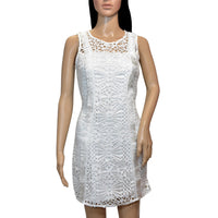 bebe White Lace Sleeveless Sheath Dress