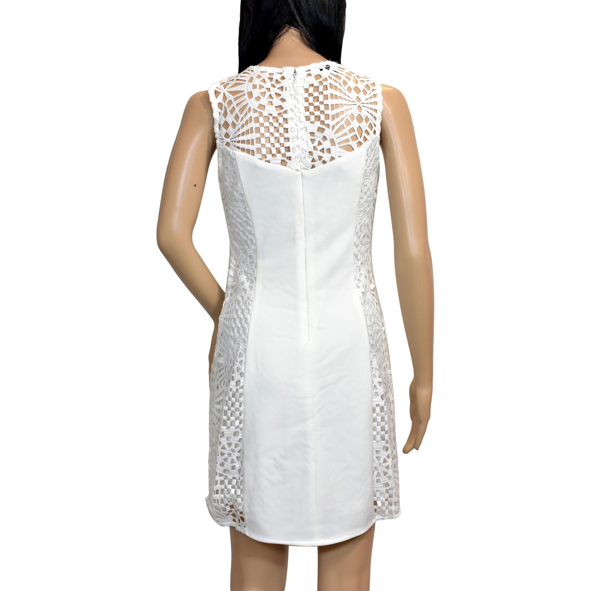 bebe White Lace Sleeveless Sheath Dress