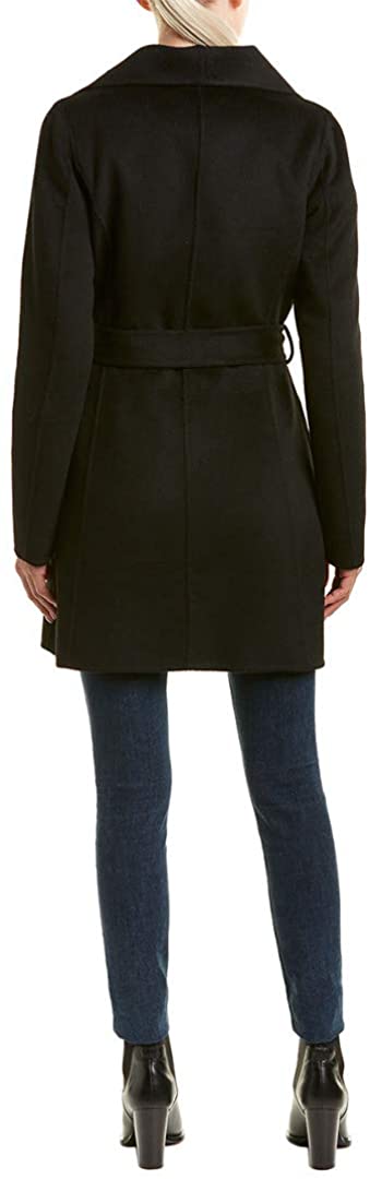 T Tahari Women's Black Lightweight Wool Ella Wrap Coat Jacket Outerwear3