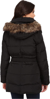 Michael Kors Fur Trim Hooded Down Coat-Black