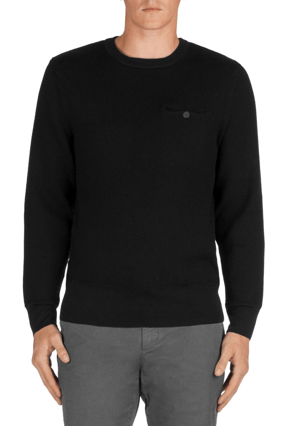 J Brand Men's Black Coolidge Wool Crew Neck Sweater XL Black