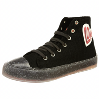 Love Moschino Women's Black Canvas Heart Lace Up Hi Top Sneakers 36 Black