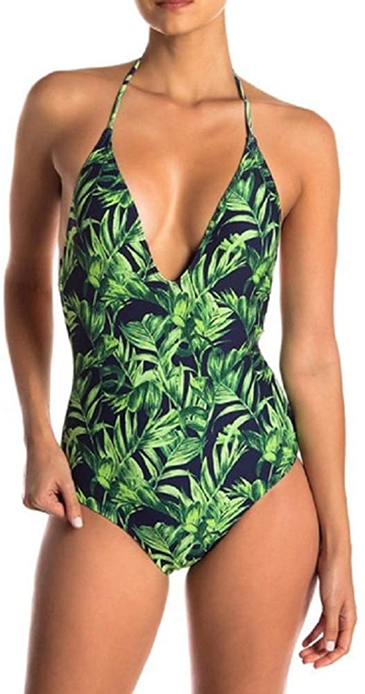 Onia Women's Nina One-Piece Swimsuit, Palm Forest Navy Palm Forest Navy