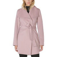 TAHARI Women's Wool Wrap Coat with Tie Belt, Vintage Pink Powder Vintage Powder Pink
