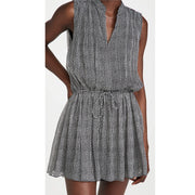 Rag & Bone Carly Black White Geometric Print Sleeveless Gathered Waist Mini Dress