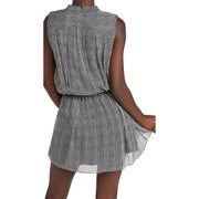 Rag & Bone Carly Black White Geometric Print Sleeveless Gathered Waist Mini Dress