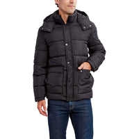 HFX Men's Puffer Jacket with Hood, Water and Wind Resistant, Black S Black